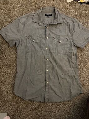 Express Men’s Short-Sleeve Button-Down Shirt - Gray